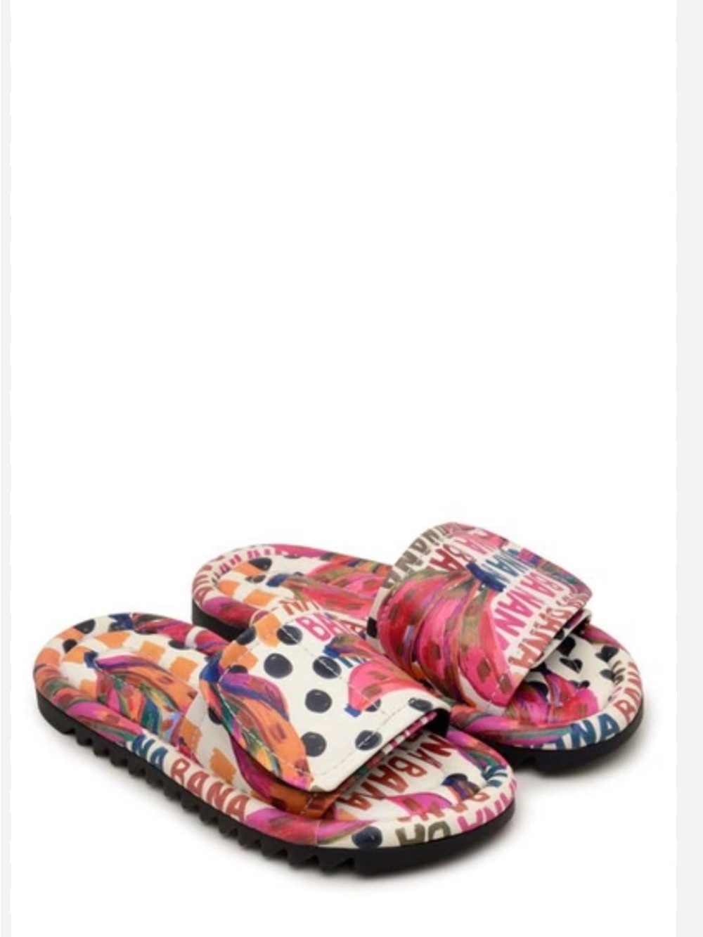 FARM Rio Bananatic Puffy Colorful Floral & Polka Dot Slide Sandals - Picture 1 of 12